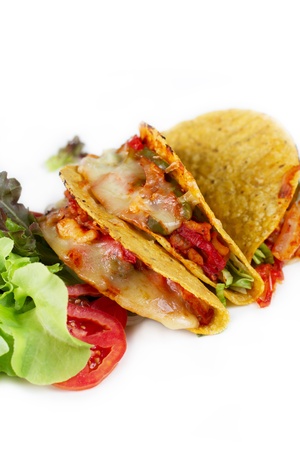three home mand delicious tacos seafood mexican food whit vegetable on white backgroundの写真素材