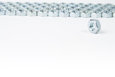 chrome nuts solated on white backgroundの写真素材