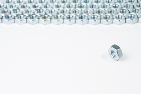 chrome nuts solated on white backgroundの写真素材