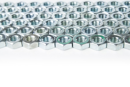 chrome nuts solated on white backgroundの写真素材