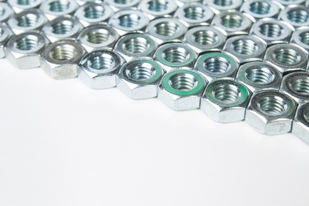 chrome nuts solated on white backgroundの写真素材