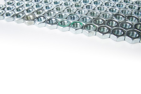 chrome nuts solated on white backgroundの写真素材