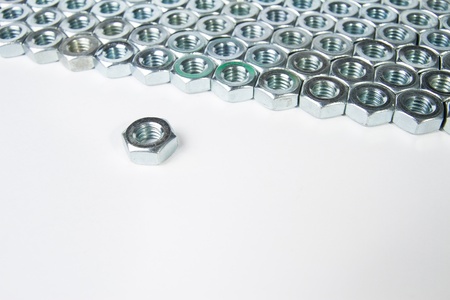 chrome nuts solated on white backgroundの写真素材