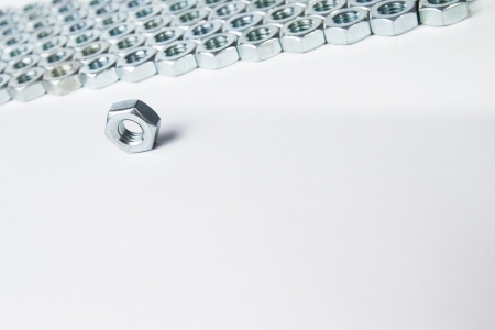 chrome nuts solated on white backgroundの写真素材