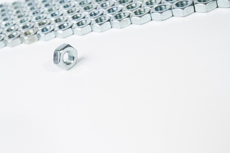 chrome nuts solated on white backgroundの写真素材