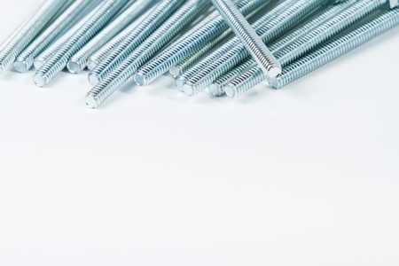 closeup Assorted bolts on withe backgrundの写真素材