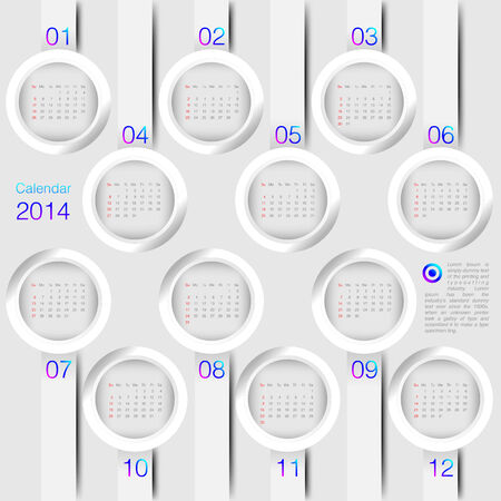 calendar 2014 year circle minimalのイラスト素材