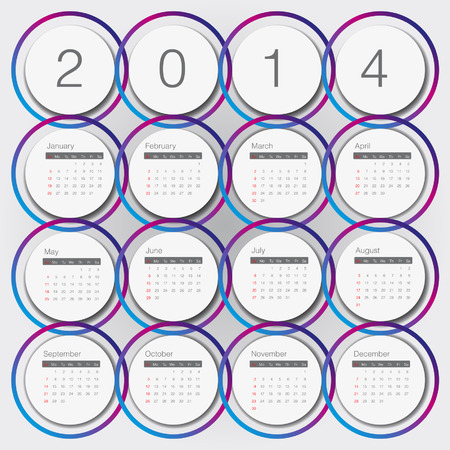 calendar 2014 year circle minimal designのイラスト素材