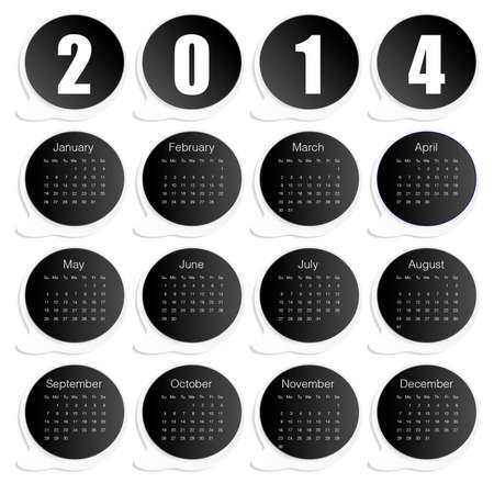 black paper and white paper  2014 calendar vectorのイラスト素材