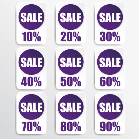 purple paper and white paper discount labelsのイラスト素材
