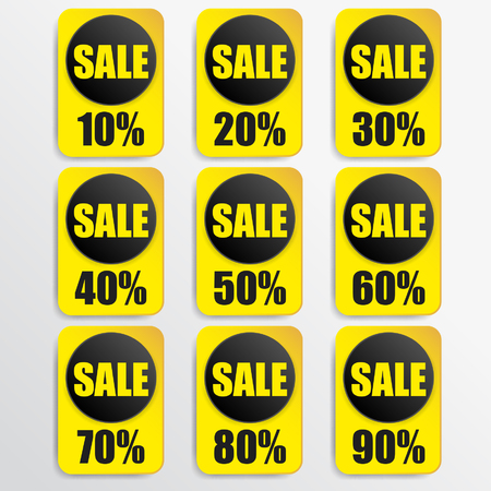 yellow paper and black paper discount labelsのイラスト素材