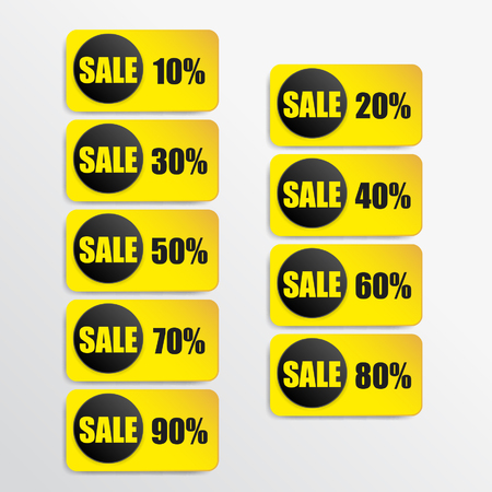 yellow paper and black paper discount labelsのイラスト素材