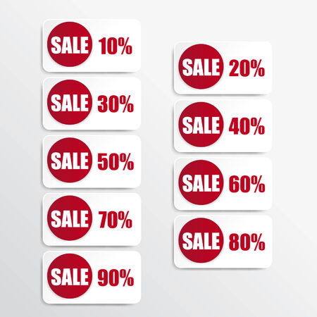 red paper and white discount labelsのイラスト素材