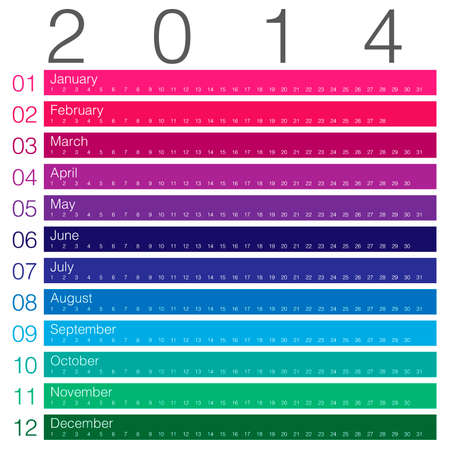 colouful calendar 2014 minimal designのイラスト素材