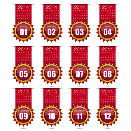 red calendar 2014 designのイラスト素材