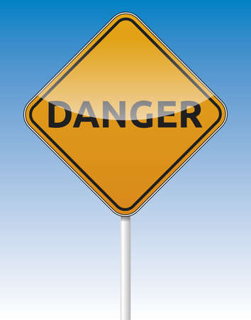 Isolated vector Danger traffic board with reflection のイラスト素材