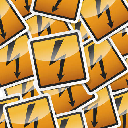 Isolated Danger, hazard sign, icon collection with shadow on white background.のイラスト素材