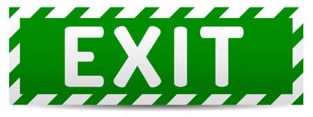 Green Exit board with reflection and shadow on white background のイラスト素材