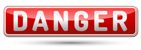 Red Danger sign with reflection and shadow on white backgroundのイラスト素材