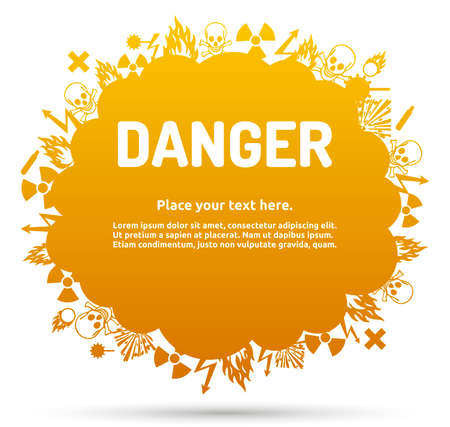 Danger sign set in cloud banner for your text. Hazard symbol template.のイラスト素材