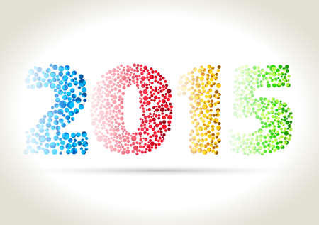 Happy new year 2015 - four different dotted color number with shadow on light background.のイラスト素材