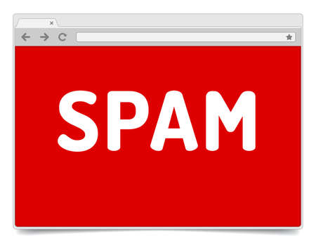 SPAM warning on opened internet browser window with shadow. Isolated browser template.のイラスト素材