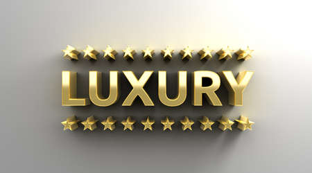 Luxury with stars - gold 3D quality render on the wall background with soft shadow.