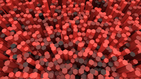 3d background hexagons of different heightの写真素材