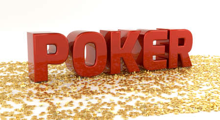 Poker - Red text on gold stars - High quality 3D Renderの写真素材
