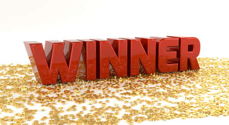 Winner - Red text on gold stars - High quality 3D Renderの写真素材