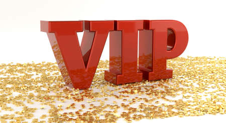 VIP - Red text on gold stars - High quality 3D Renderの写真素材