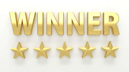 WINNER with stars on white background - High quality 3D Renderの写真素材