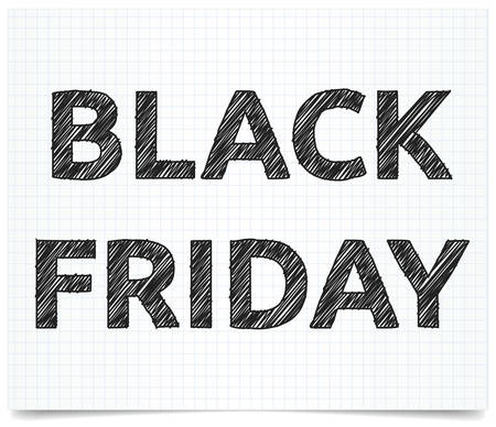 Black Friday inscription on exercise book. Pen style text.のイラスト素材