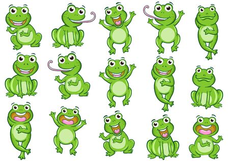 set of illusion frog cartoon