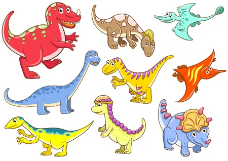 Cute dinosaurs File - simple Gradients, no Effects, no mesh, no Transparencies  All in separate  group for easy editingの写真素材