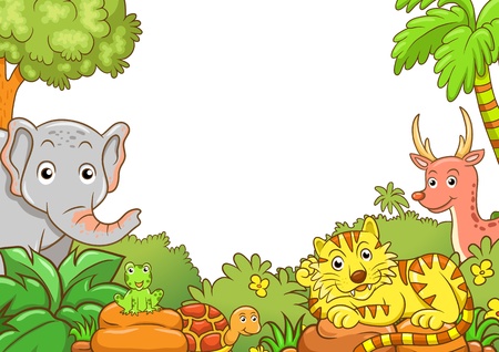 Frame with cute animals , EPS 10 simple Gradients, no Effects, no mesh, no Transparencies.All in separate group for easy editing.のイラスト素材