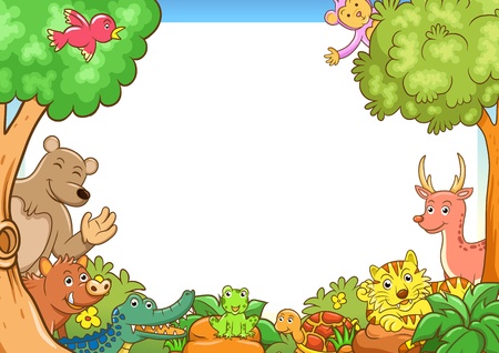 Frame with cute animals , EPS 10 simple Gradients, no Effects, no mesh, no Transparencies All in separate group for easy editing の写真素材