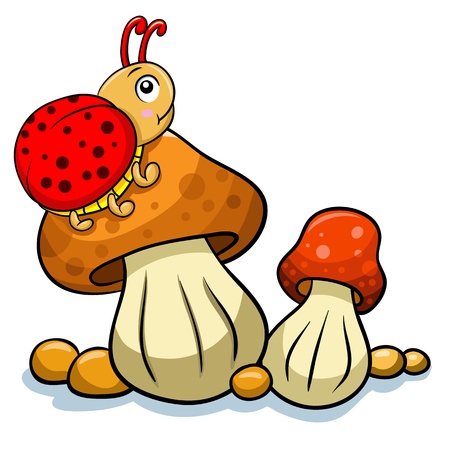 mushroom and ladybug,EPS10 File - no Gradients, no Effects, no mesh, no Transparencies.All in separate group for easy editing.のイラスト素材