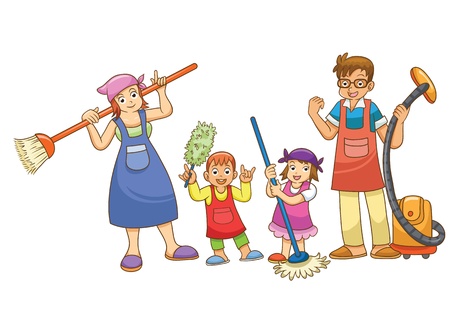 housework family cartoonのイラスト素材
