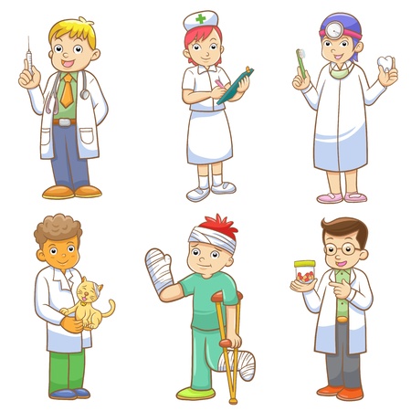 Doctor and Medical person cartoon set.
EPS10 File  no Gradients, no Effects, no mesh, no Transparencies.All in separate group for easy editing.のイラスト素材