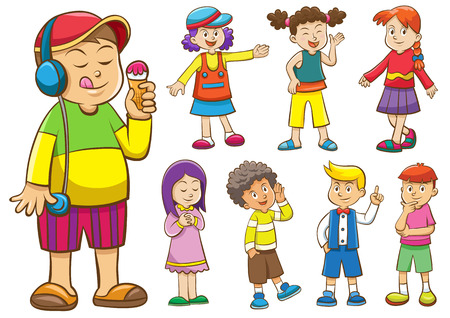 set of cartoon kids.のイラスト素材
