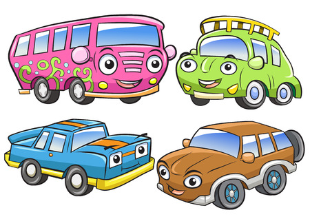 Funny vehicles. Cartoon and vector isolated characters. EPS10 File simple Gradientsのイラスト素材