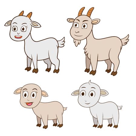 family goat and kid, vector illustration on white background EPS10  File simple techniqueのイラスト素材