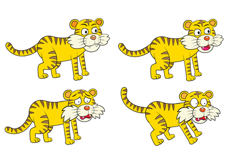 Vector illustration of Cartoon Tiger Character Set EPS10  File simple techniqueのイラスト素材