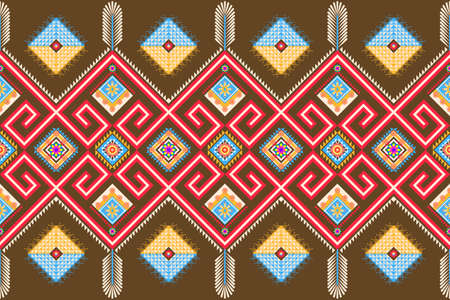 Geometric ethnic pattern seamless flower color oriental. seamless pattern. Design for fabric, curtain, background, carpet, wallpaper, clothing, wrapping, Batik, fabric,Vector illustration. pattern styのイラスト素材