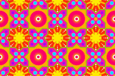 Geometric ethnic pattern seamless flower color oriental. seamless pattern. Design for fabric, curtain, background, carpet, wallpaper, clothing, wrapping, Batik, fabric,Vector illustration. pattern styのイラスト素材