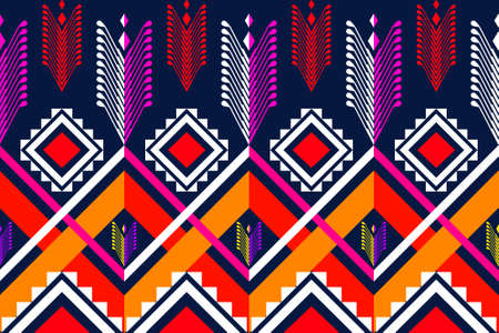 Geometric ethnic pattern seamless flower color oriental. seamless pattern. Design for fabric, curtain, background, carpet, wallpaper, clothing, wrapping, Batik, fabric,Vector illustration. pattern styのイラスト素材