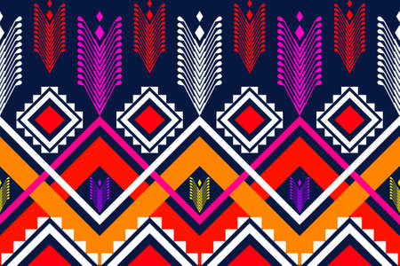 Geometric ethnic pattern seamless flower color oriental. seamless pattern. Design for fabric, curtain, background, carpet, wallpaper, clothing, wrapping, Batik, fabric,Vector illustration. pattern styのイラスト素材