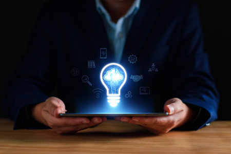 Businessman using cloud technology connect business data. Cloud computing concept idea show on hand. Internet Cloud technology. Digital Data storage. Network and internet service for business concept.の写真素材