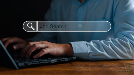 Data Search Technology Search Engine Optimization. Business people are searching for information in digital databases, search jobs, apply online jobs, manage big data bases, business information.の写真素材